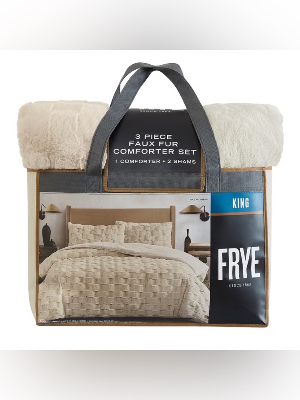 🎉LAST CHANCE🎉FRYE Luxurious Channel 3-piece Faux Fur Comforter Set